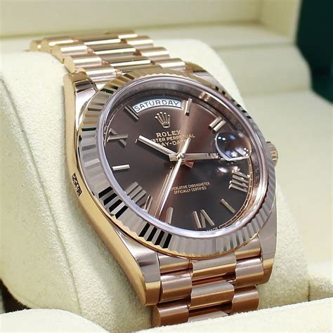 rolex president rose gold chocolate|rose gold Rolex price.